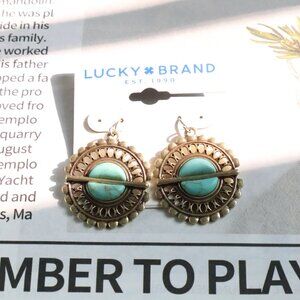 Lucky Brand Boho Chic Turquoise Earrings Retro Statement Jewelry 80s Style